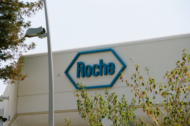 The logo on the exterior of the Silicon Valley headquarters of pharmaceutical company Roche in Santa Clara, California. - Image: Smith Collection/Gado/Donor (Getty Images)